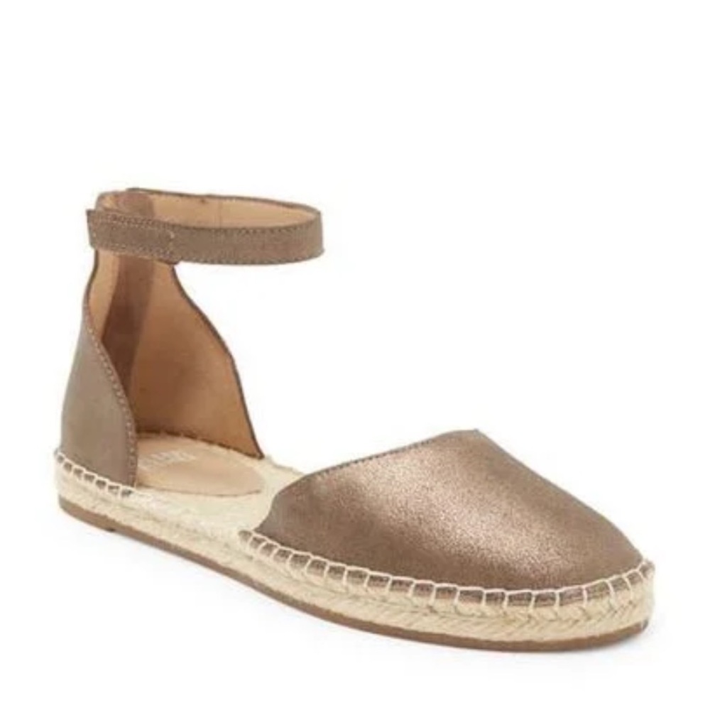 Eileen Fisher Metallic Taupe Ankle-Strap Espadrilles